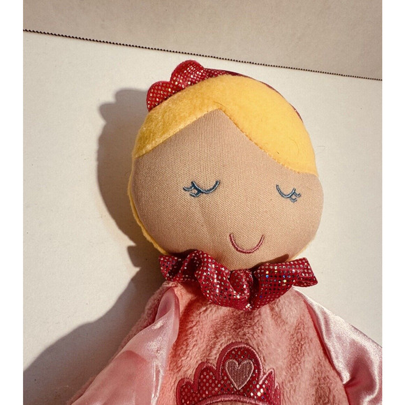 Kids Preferred Girl Plush Security Blanket Lovey Soft Toy Satin Trim Pink Crown - Picture 2 of 6